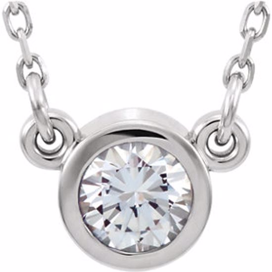 61134:60013:P 14kt White White Sapphire 16" Necklace 