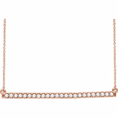 651084:60005:P 14kt Rose 1/3 CTW Diamond Bar 16-18" Necklace