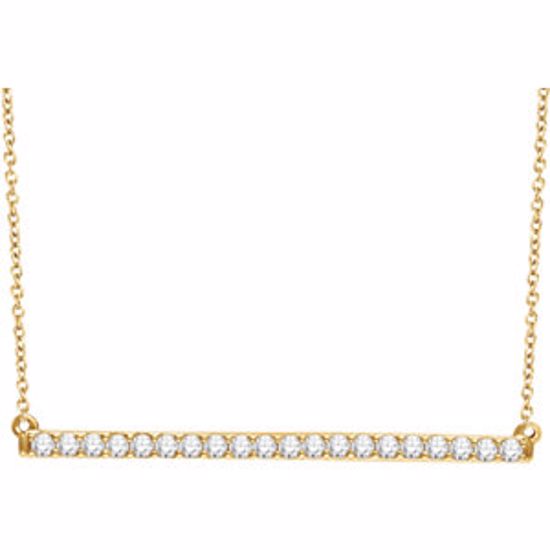651084:60006:P 14kt Yellow 1/2 CTW Diamond Bar 16-18" Necklace