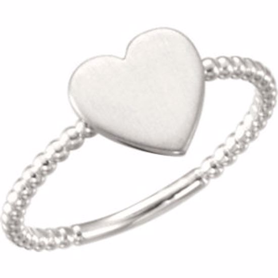 51409:1004:P Continuum Sterling Silver Heart Engravable Beaded Ring