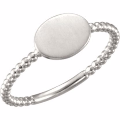 51403:1004:P Continuum Sterling Silver Oval Engravable Beaded Ring