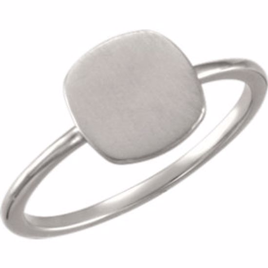 51405:1004:P Continuum Sterling Silver Cushion Engravable Ring