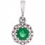 86246:6004:P Platinum Emerald & .06 CTW Diamond Halo-Style Pendant 