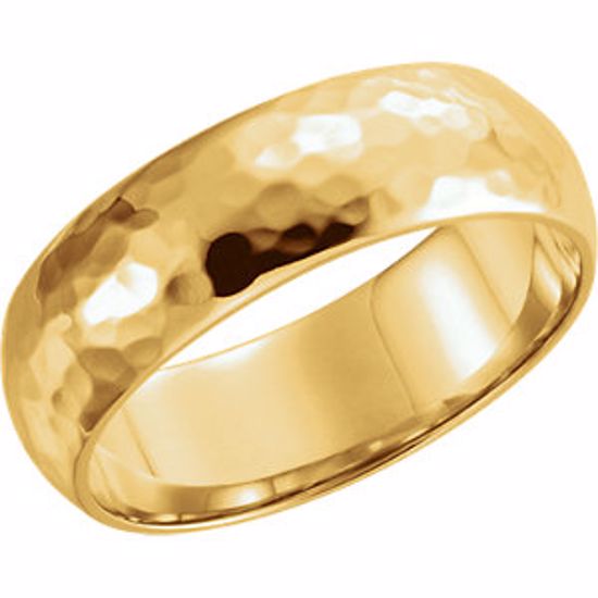 51529:611:P 14kt Yellow 6mm Half Round Hammer Finish Band Size 11