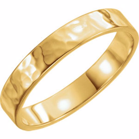 51530:507:P 14kt Yellow 4mm Flat Band with Hammer Finish  Size 7
