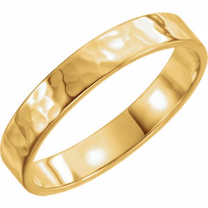 51530:511:P 14kt Yellow 4mm Flat Band with Hammer Finish  Size 11