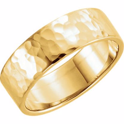 51530:607:P 14kt Yellow 6mm Flat Band with Hammer Finish  Size 7