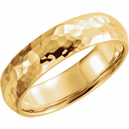 51528:611:P 14kt Yellow 6mm Comfort Fit Hammer Finish Band Size 11