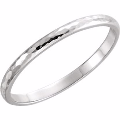 51529:111:P 14kt Yellow 2mm Half Round Hammer Finish Band Size 11