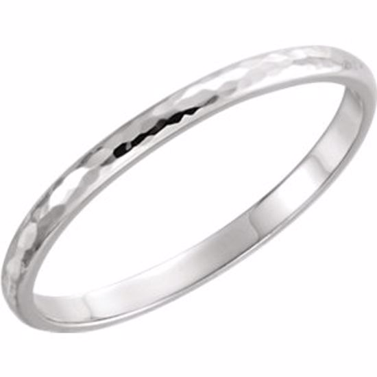 51529:111:P 14kt Yellow 2mm Half Round Hammer Finish Band Size 11