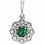 86242:6010:P Platinum Emerald & .06CTW Diamond Halo-Style Pendant 