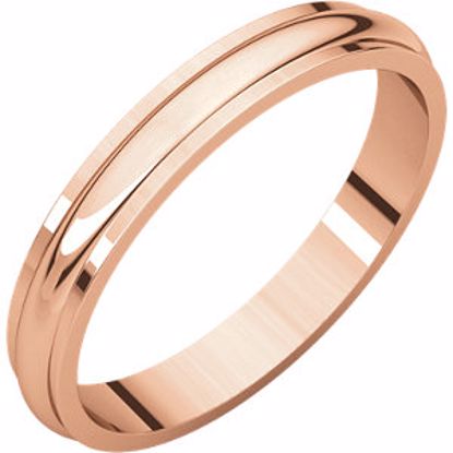 HRE4:101:P 14kt Rose 3mm Half Round Edge Band