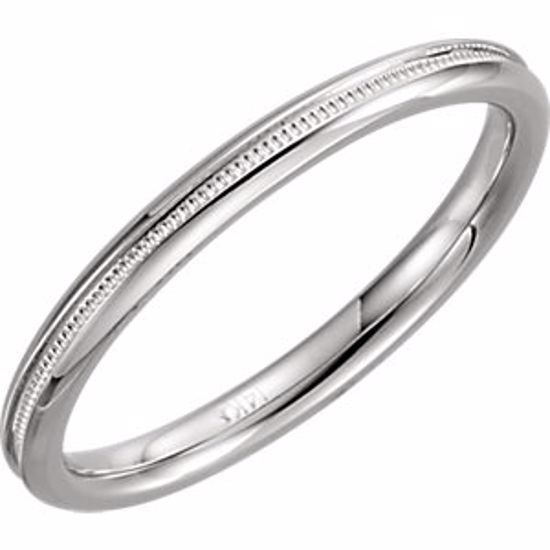 51539:101:P 14kt White 2mm Comfort Fit Milgrain Band Size 5.5