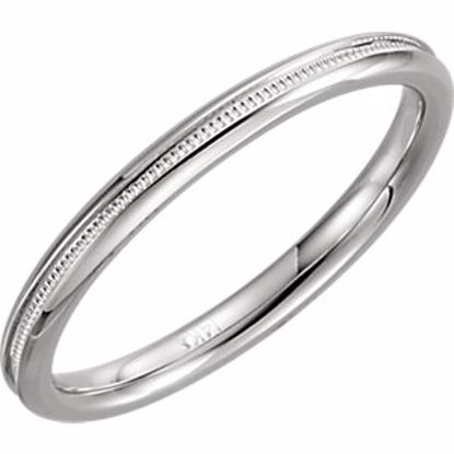 51539:107:P 14kt White 2mm Comfort Fit Milgrain Band Size 8.5