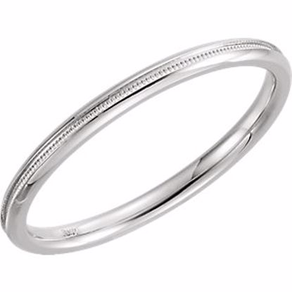 51539:114:P 14kt White 2mm Comfort Fit Milgrain Band Size 12