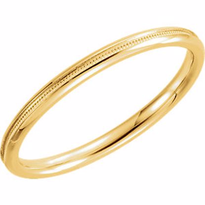 51539:129:P 14kt Yellow 2mm Comfort Fit Milgrain Band Size 12