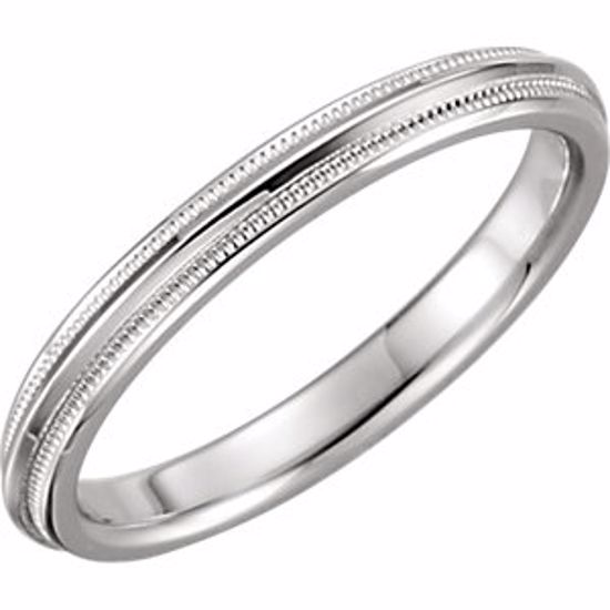 51540:110:P 14kt White 2.5mm Knife Edge Comfort Fit Milgrain Band Size 10