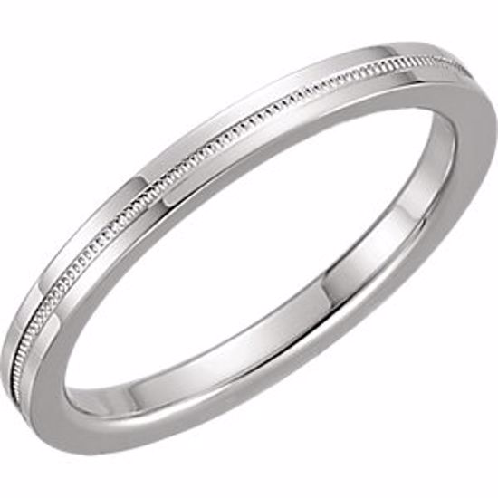 51536:104:P 14kt White 2mm Flat Comfort Fit Milgrain Band Size 7