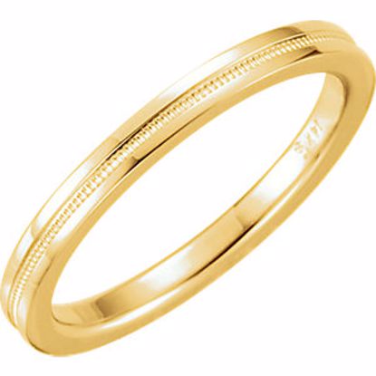 51536:105:P 14kt Yellow 2mm Flat Comfort Fit Milgrain Band Size 5