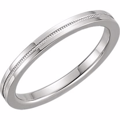 51536:103:P 14kt White 2mm Flat Comfort Fit Milgrain Band Size 6.5