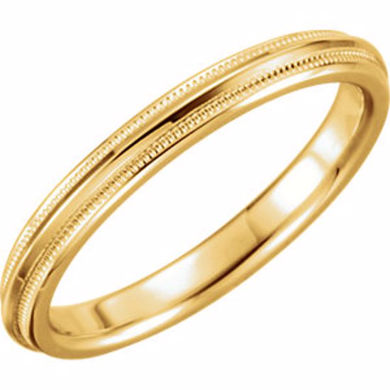 51540:117:P 14kt Yellow 2.5mm Knife Edge Comfort Fit Milgrain Band Size 6