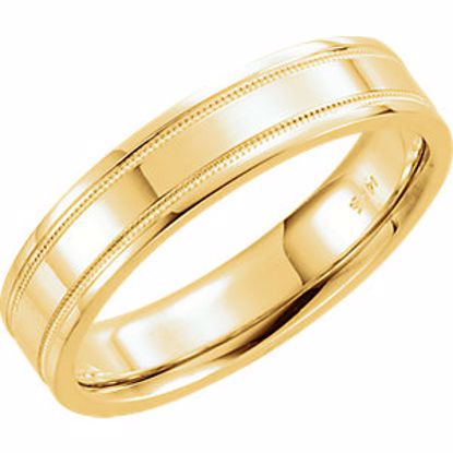 51536:161:P 14kt Yellow 5mm Flat Comfort Fit Milgrain Band Size 8