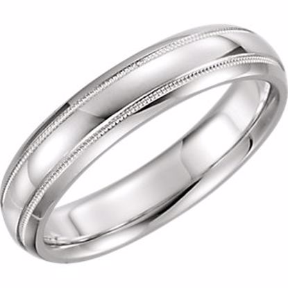 51535:101:P 14kt White 5mm Half Round Comfort Fit Milgrain Band Size 5.5