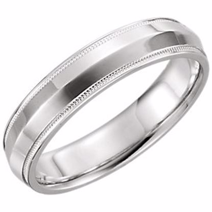 51540:161:P 14kt White 5mm Knife Edge Comfort Fit Milgrain Band Size 5.5