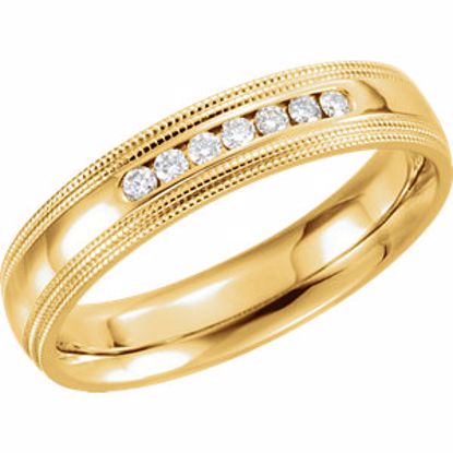 122719:6050:P 14kt Yellow 1/6 CTW Diamond 5mm Half Round Comfort Fit Double Milgrain Band Size 7.5