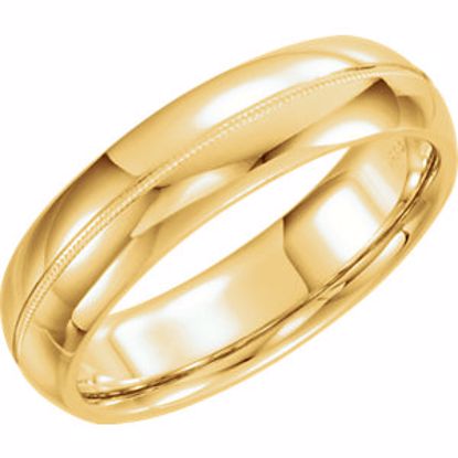 51539:207:P 14kt Yellow 6mm Comfort Fit Milgrain Band Size 6