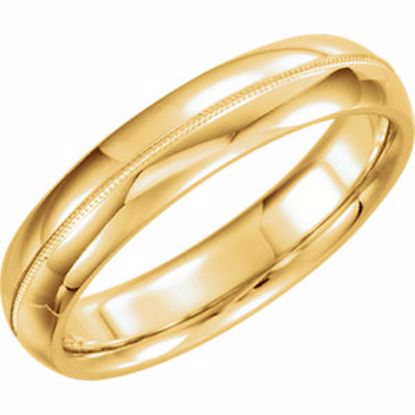 51539:178:P 14kt Yellow 5mm Comfort Fit Milgrain Band Size 6.5