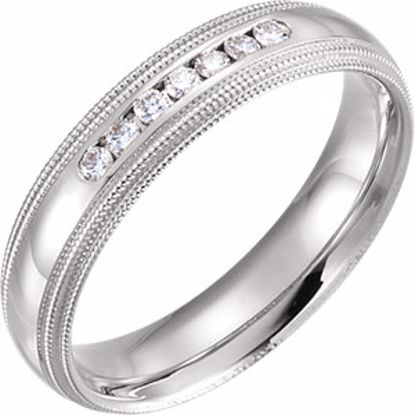 122719:6065:P 14kt White 1/4 CTW Diamond 6mm Half Round Comfort Fit Double Milgrain Band Size 7.5