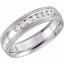 122719:6061:P 14kt White 1/4 CTW Diamond 6mm Half Round Comfort Fit Double Milgrain Band Size 5.5