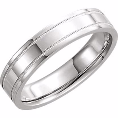 51536:150:P 14kt White 5mm Flat Comfort Fit Milgrain Band Size 10