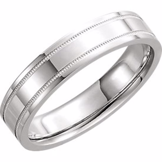 51536:150:P 14kt White 5mm Flat Comfort Fit Milgrain Band Size 10