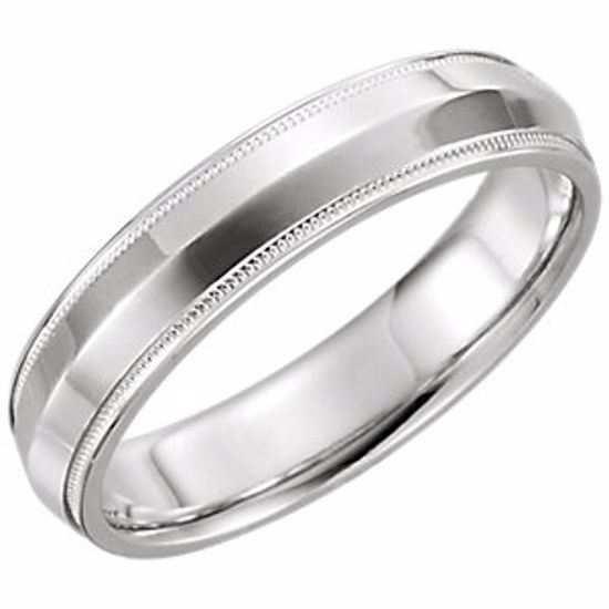 51540:170:P 14kt White 5mm Knife Edge Comfort Fit Milgrain Band Size 10