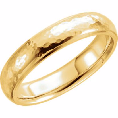 51534:159:P 14kt Yellow 5mm Half Round Edge Comfort Fit Hammer Finish Band Size 12