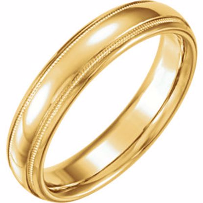 51535:129:P 14kt Yellow 5mm Half Round Comfort Fit Milgrain Band Size 12