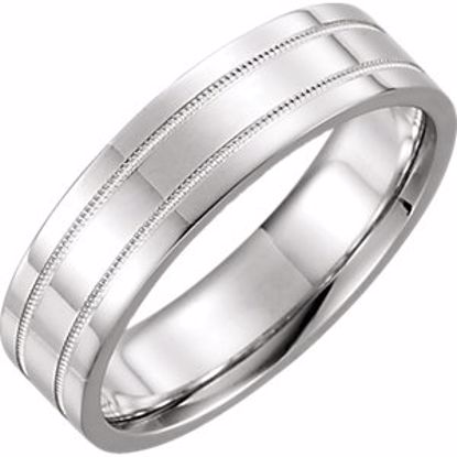 51536:184:P 14kt White 6mm Flat Comfort Fit Milgrain Band Size 12
