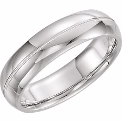 51539:204:P 14kt White 6mm Comfort Fit Milgrain Band Size 12