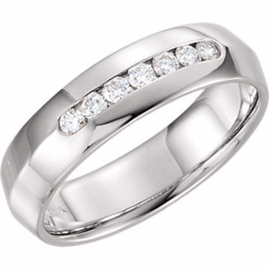 122720:6044:P 14kt White 1/4 CTW Diamond Knife Edge Comfort Fit 6mm Band Size 12