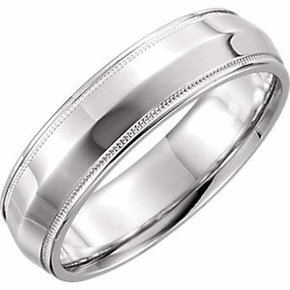 51540:200:P 14kt White 6mm Knife Edge Comfort Fit Milgrain Band Size 10