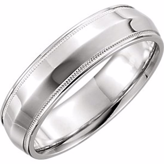51540:201:P 14kt White 6mm Knife Edge Comfort Fit Milgrain Band Size 10.5