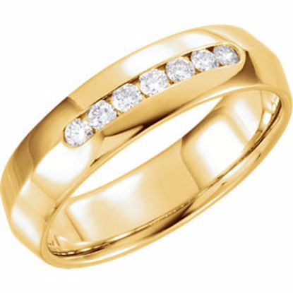 122720:6056:P 14kt Yellow 1/4 CTW Diamond Knife Edge Comfort Fit 6mm Band Size 10.5