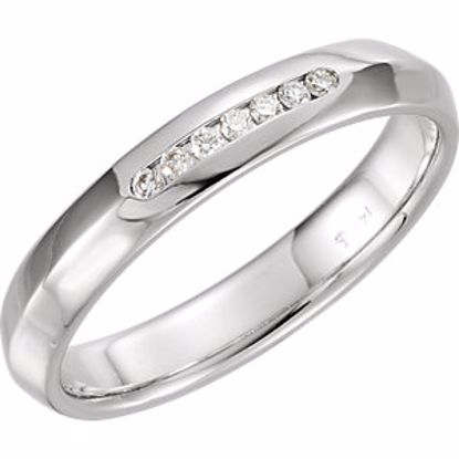 122720:6002:P 14kt White 1/10 CTW Diamond Knife Edge Comfort Fit 4mm Band Size 6