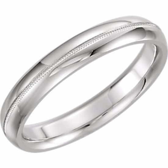 51539:131:P 14kt White 4mm Comfort Fit Milgrain Band Size 5.5