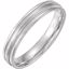 51538:110:P 14kt White 4mm Flat Edge Comfort Fit Milgrain Satin Finish Band Size 10