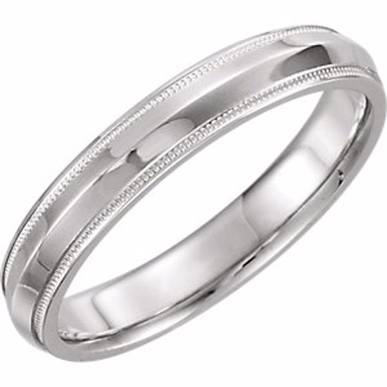 51540:140:P 14kt White 4mm Knife Edge Comfort Fit Milgrain Band Size 10