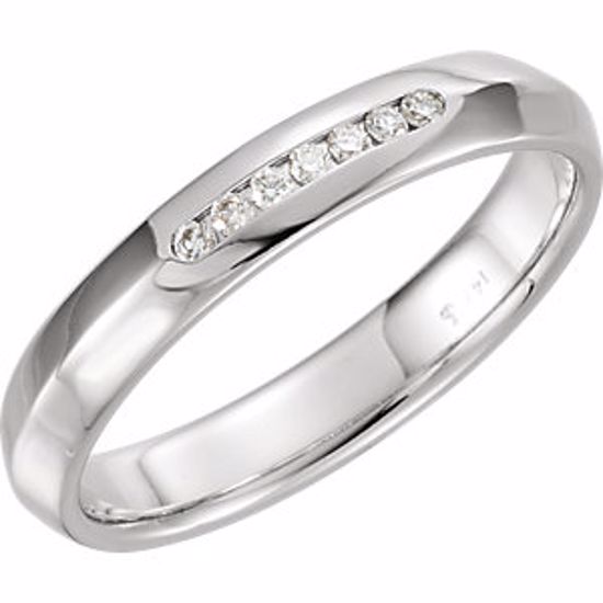122720:6013:P 14kt White 1/10 CTW Diamond Knife Edge Comfort Fit 4mm Band Size 11.5
