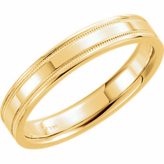 51536:138:P 14kt Yellow 4mm Flat Comfort Fit Milgrain Band Size 11.5